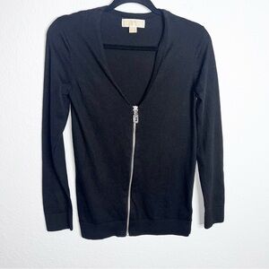 Michael Kors Sweater Women Small Cardigan Black Full Zip Up Black V Neck Z